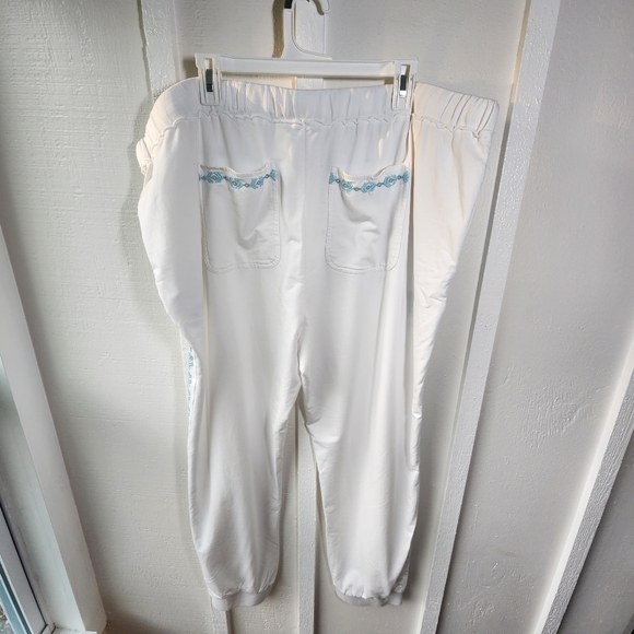 Sundance Faded Fields Joggers White Blue Embroidered Size XXL - Picture 9 of 16
